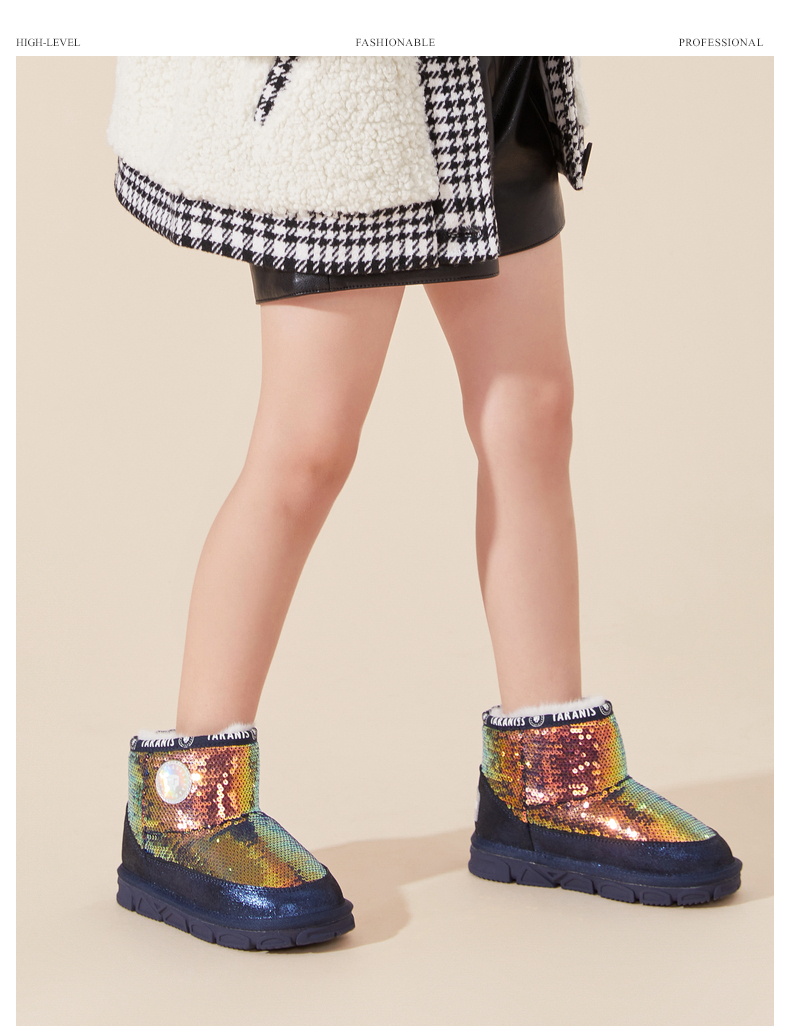 TARANIS Winter new girls snow boots with fleece and thick shoes for children warm soft bottom cotton boots