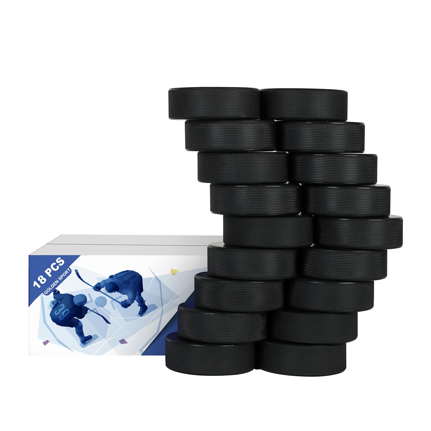 Thickness 1 Diameter 3 Golden Sport Ice Hockey Pucks Official Regulation for Practicing and Classic Training 5pcs 6oz Black 