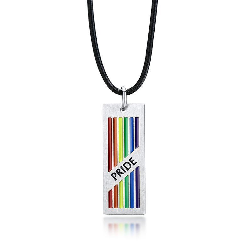 Men's Square Pride Rainbow Pendant Lgbtq Accessories