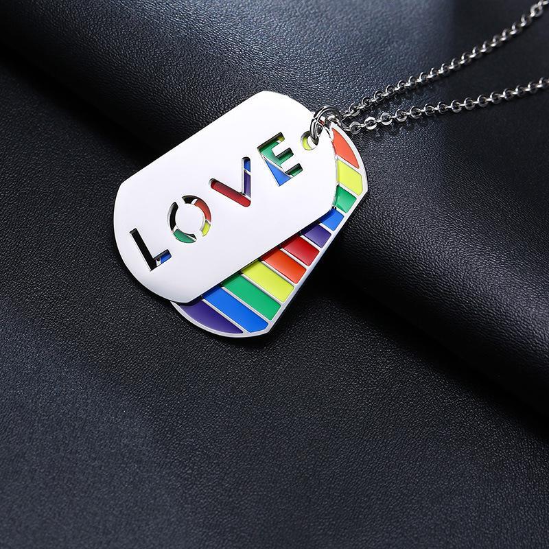 Rainbow Jewelry Two-piece Love Pendant Necklace Lgbtq Accessories