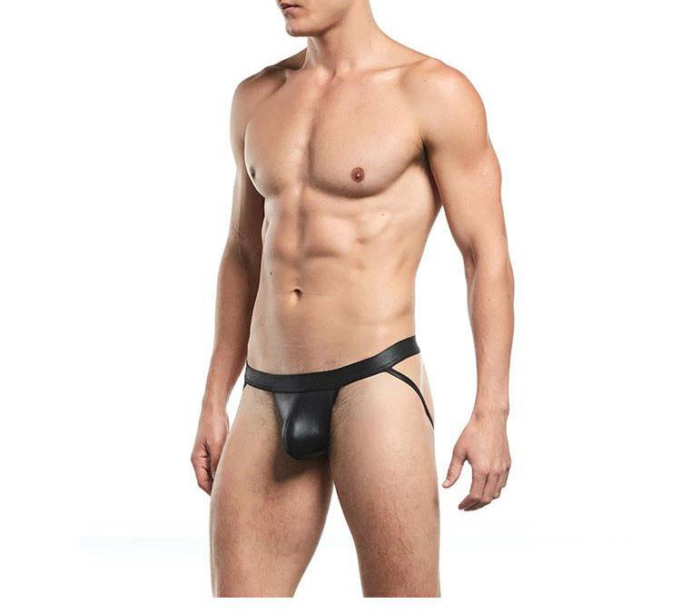 Men's Double Thong Patent Leather Thong plus Size