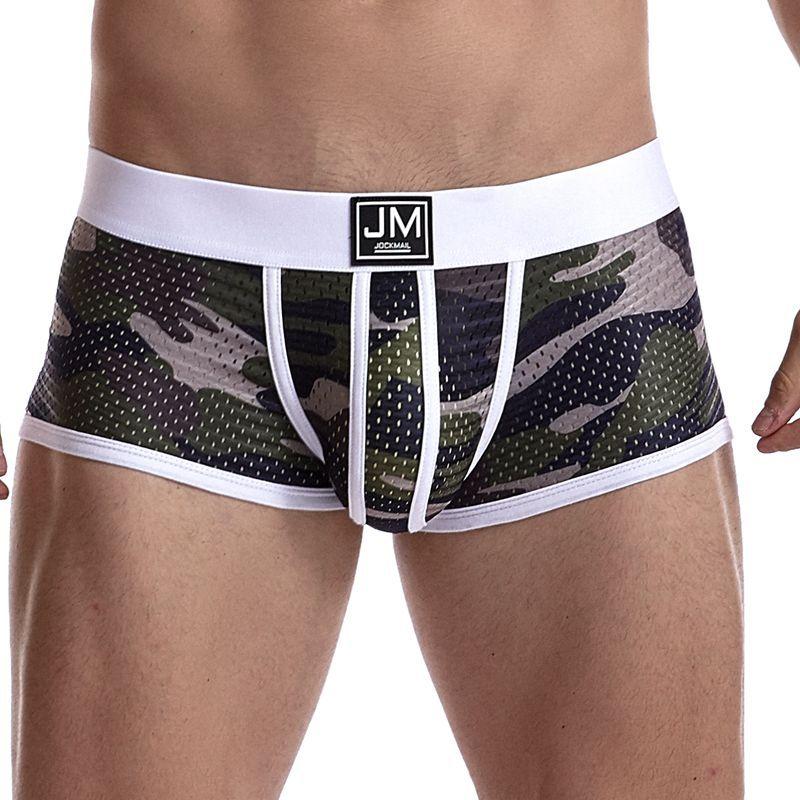 Men's sexy camouflage mesh breathable boxer briefs