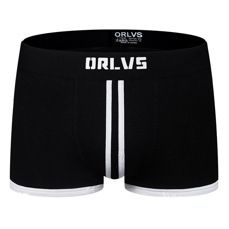 Orlvs Men's Striped Cotton Loose Boxer Shorts