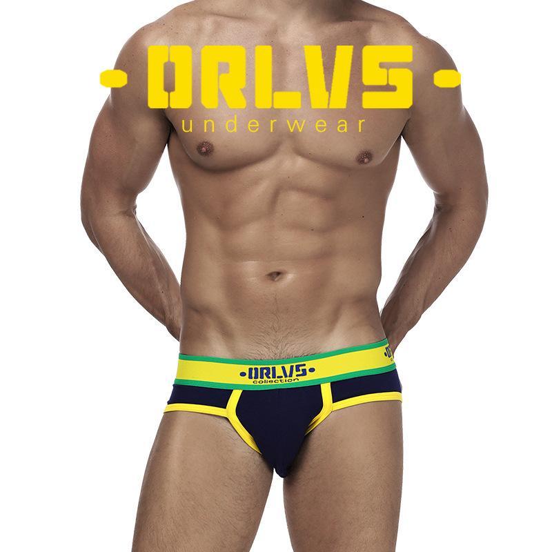 Orlvs Men's Elastic Buttocks Sexy Solid Color Briefs