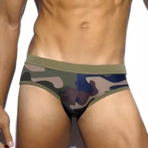 Camouflage Swim Briefs with Cups
