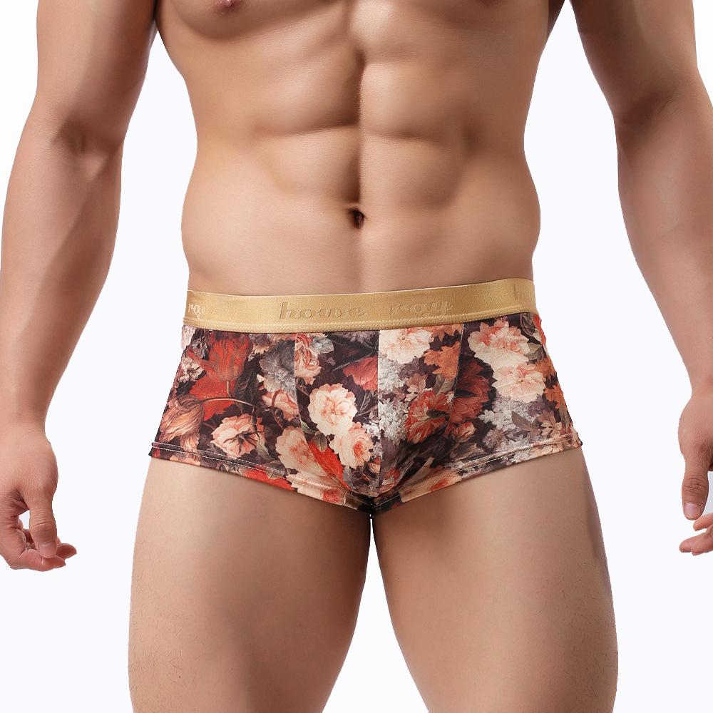 Printed soft fashionable sexy men's boxer briefs