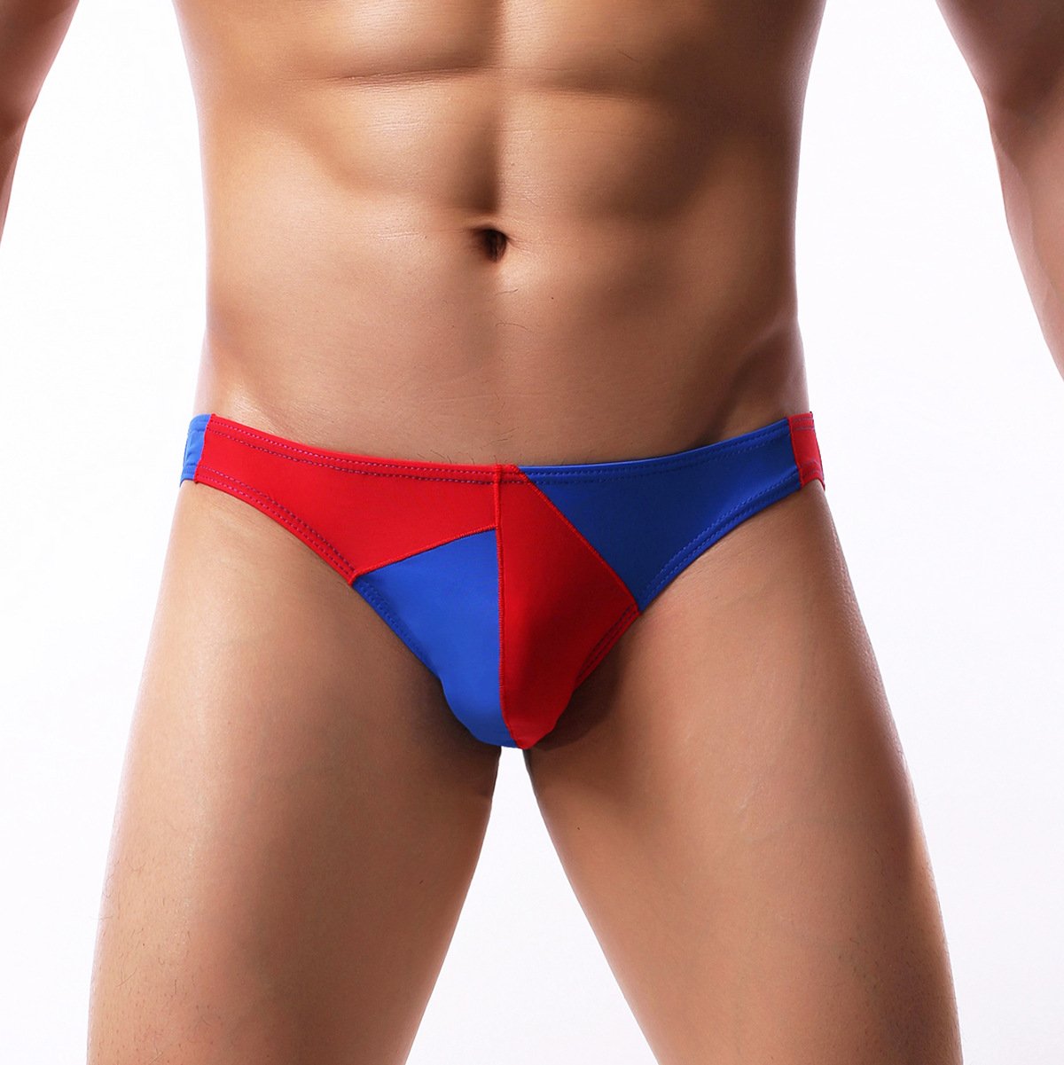 Personality patchwork silky men's briefs