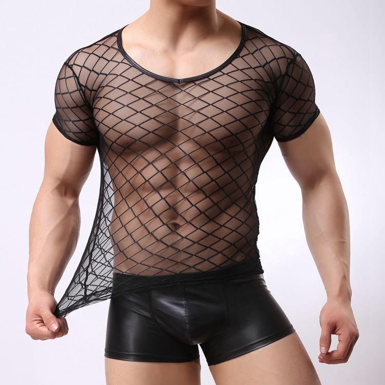 Men's Transparent Mesh Ultra-thin Top+underwear
