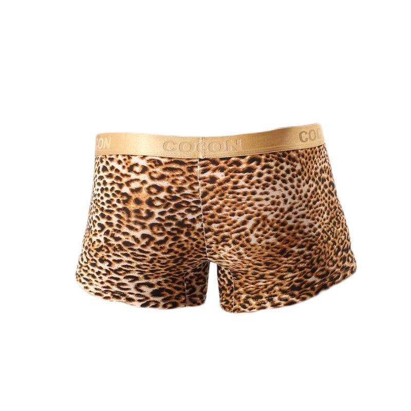 Men’s ice silk leopard print boxer briefs gay underwear