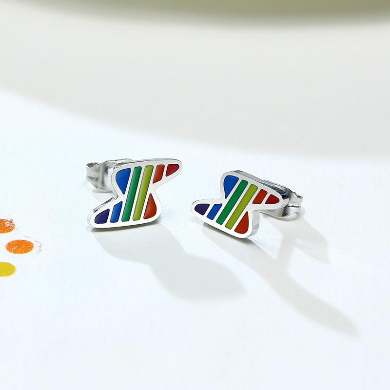 Stainless Steel Rainbow Lightning Stud Earrings Pendant Lgbtq Accessories