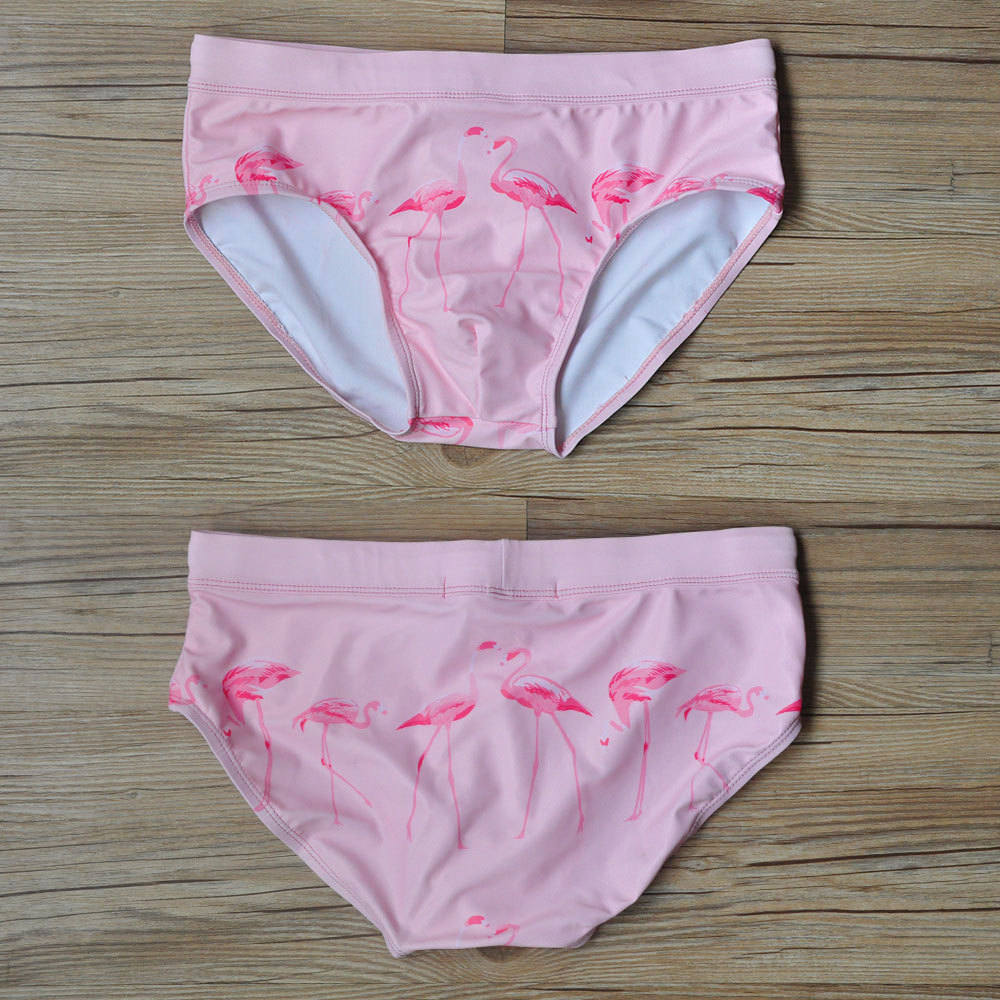 Flamingo print briefs swimming bikini swimming trunks