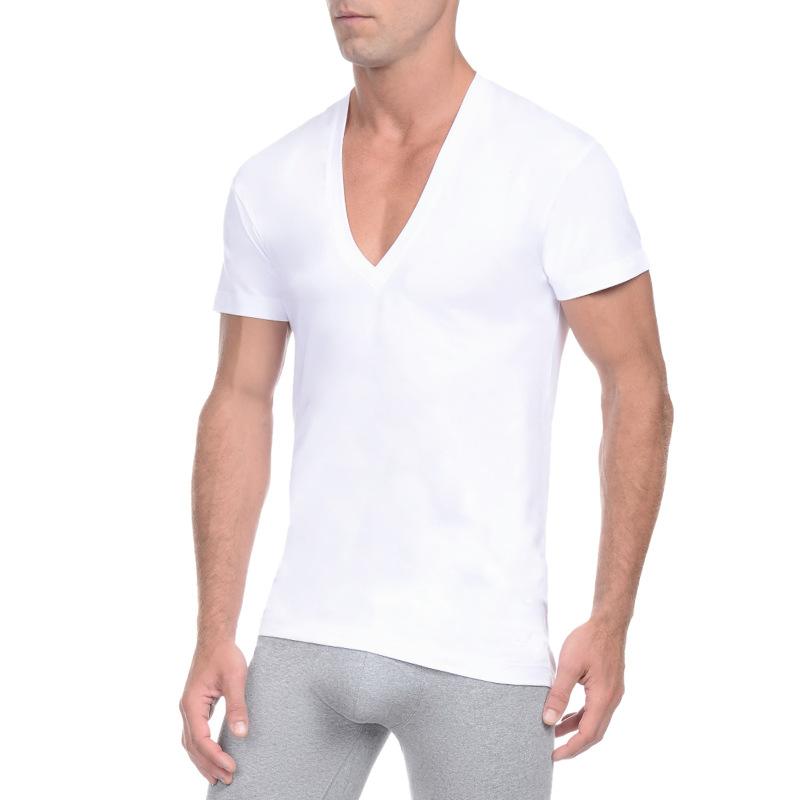 Men's Stretch Cotton V-neck Short Sleeves