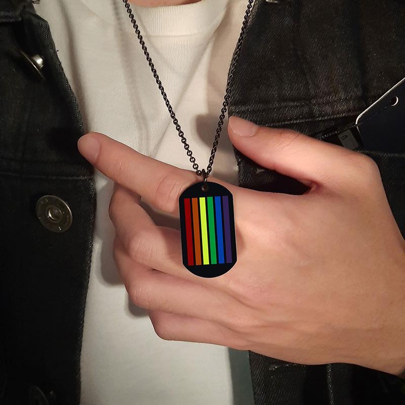Stainless Steel Rainbow Men's Necklace Lgbtq Accessories