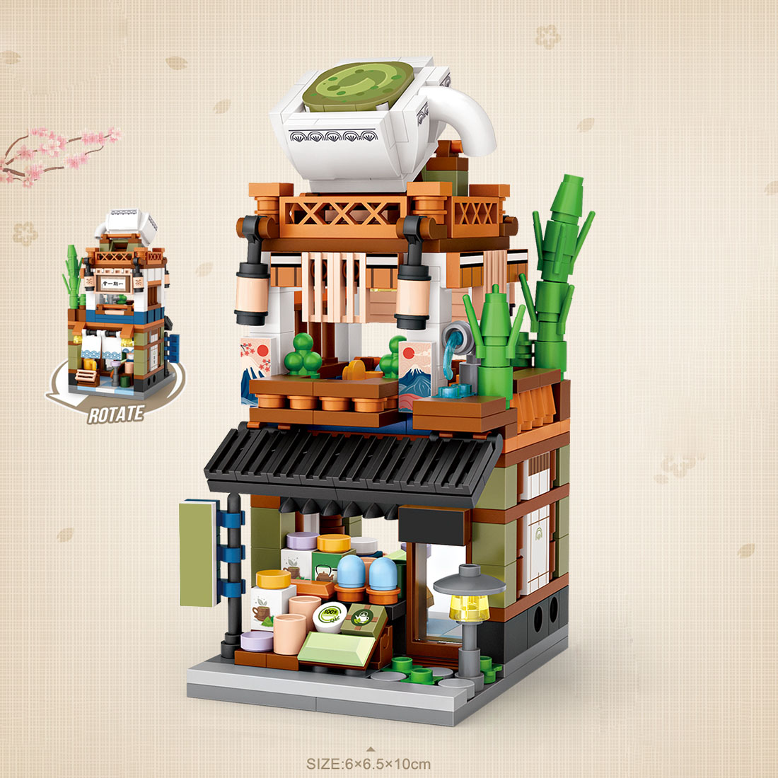 379Pcs Japanese Street Matcha Shop Building Blocks Set