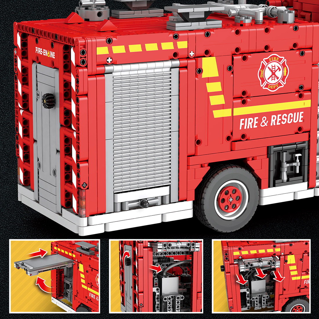 888PCS Water Jet Fire Engine Building Blocks Set With LED Light