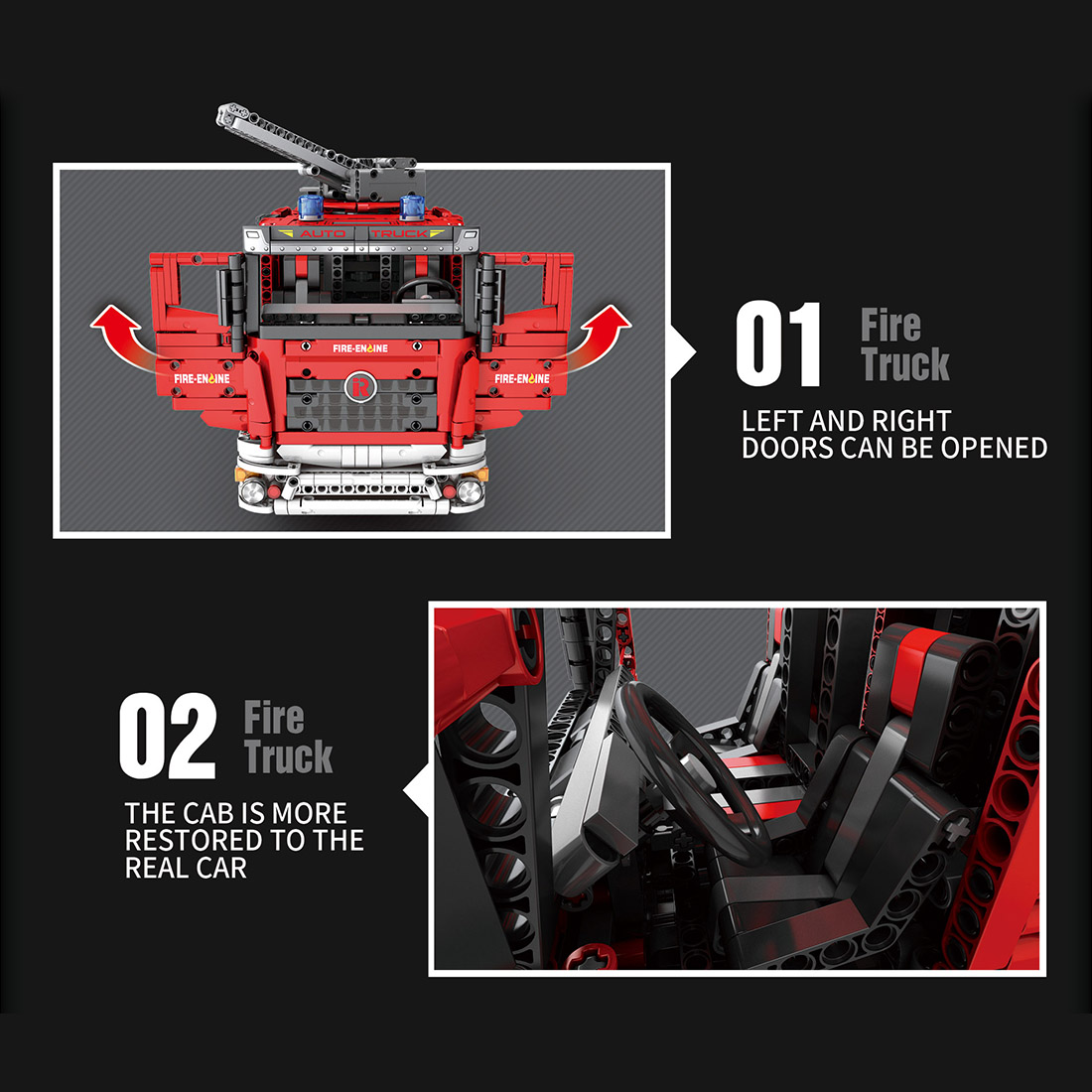 888PCS Water Jet Fire Engine Building Blocks Set With LED Light