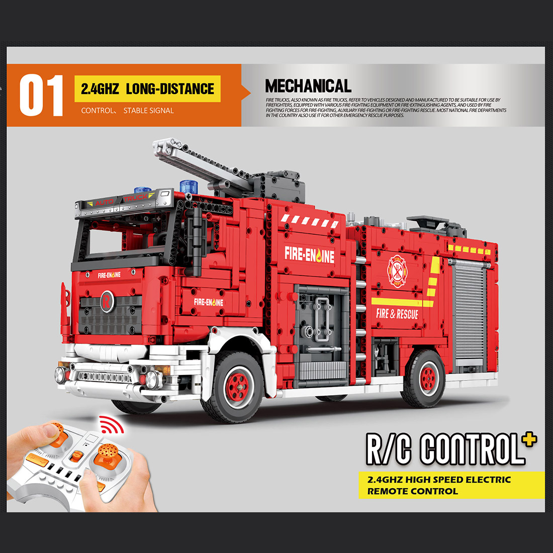 888PCS Water Jet Fire Engine Building Blocks Set With LED Light