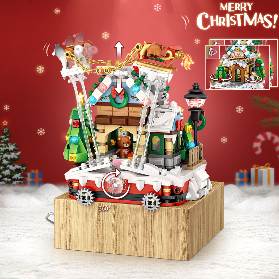 979PCS Christmas House Music Box Building Blocks Set 