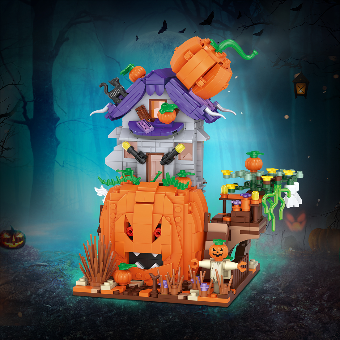 762PCS Halloween Pumpkin House Building Blocks Set  