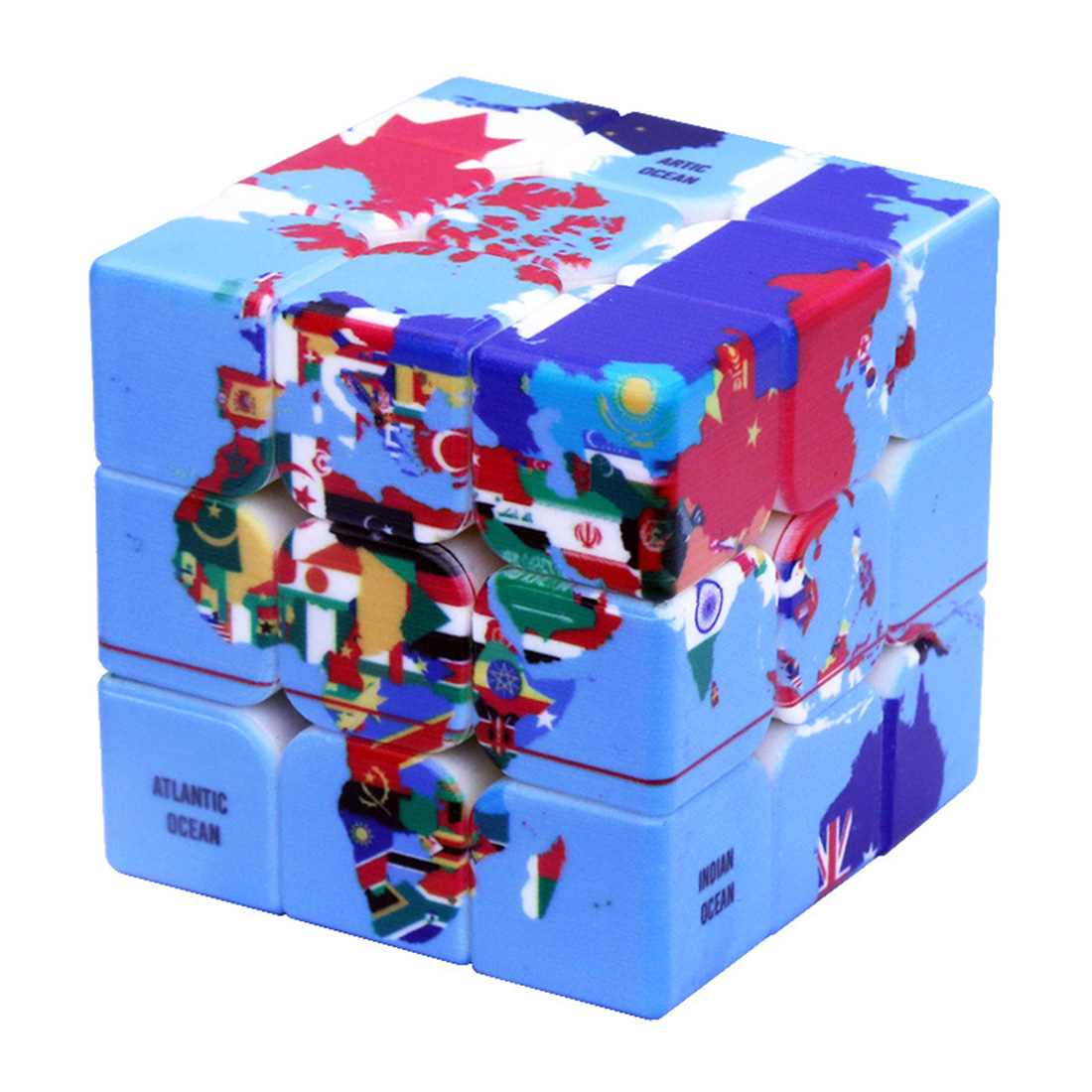 Fangmo World Maps With National Flags 3x3 Magic Cube