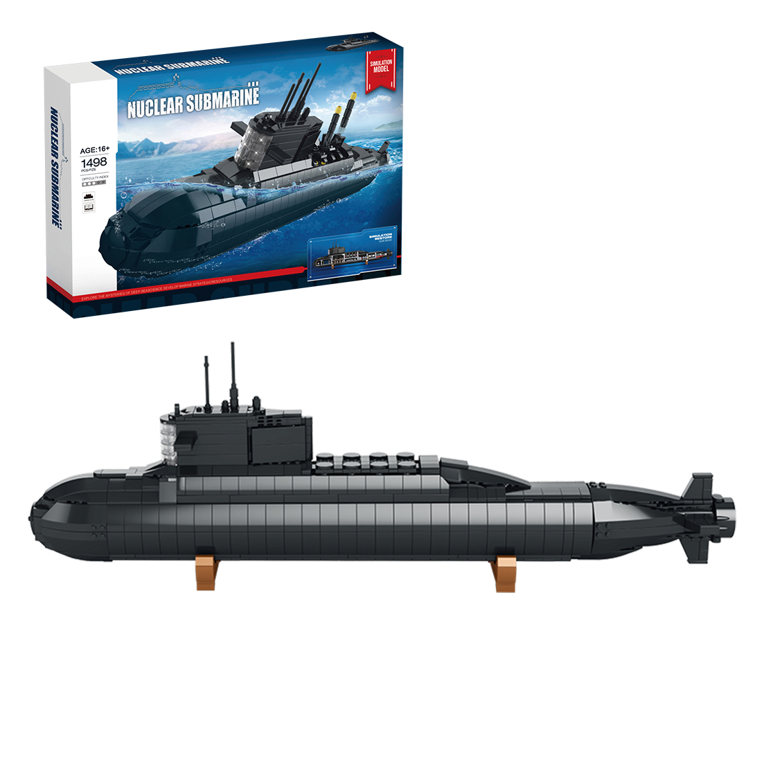  1498PCS Combat Submarine Building Blocks Set 