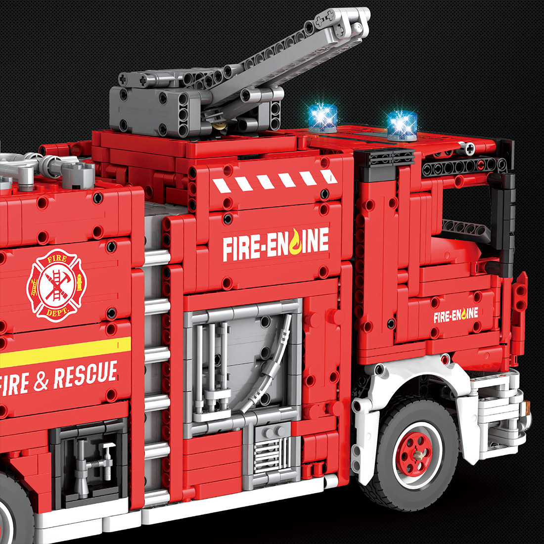 888PCS Water Jet Fire Engine Building Blocks Set With LED Light