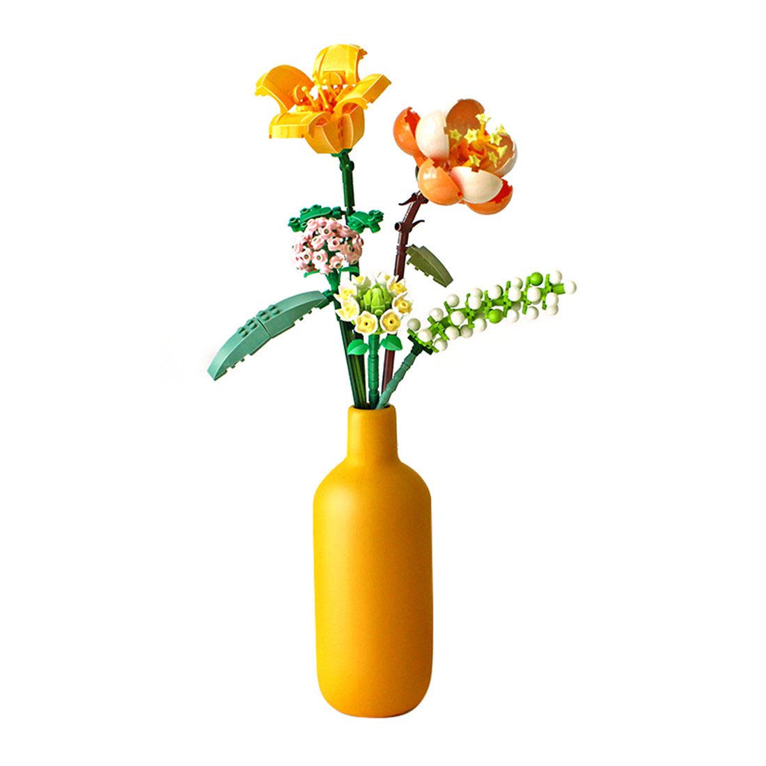 456Pcs Creative Flower Building Block Set without Vase - Sunshine Vitality Orange