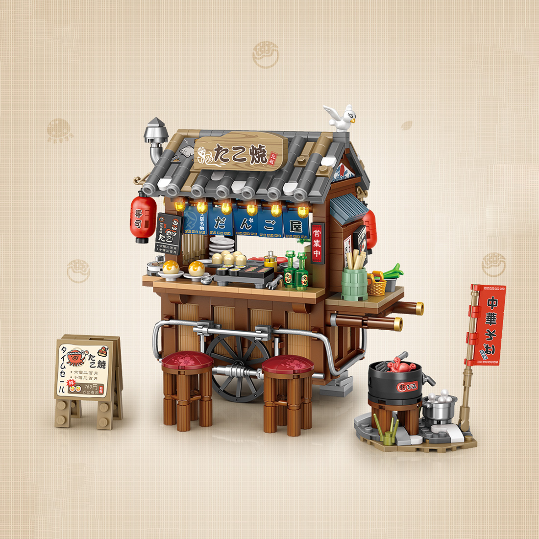 951PCS Takoyaki Shop Building Blocks Set