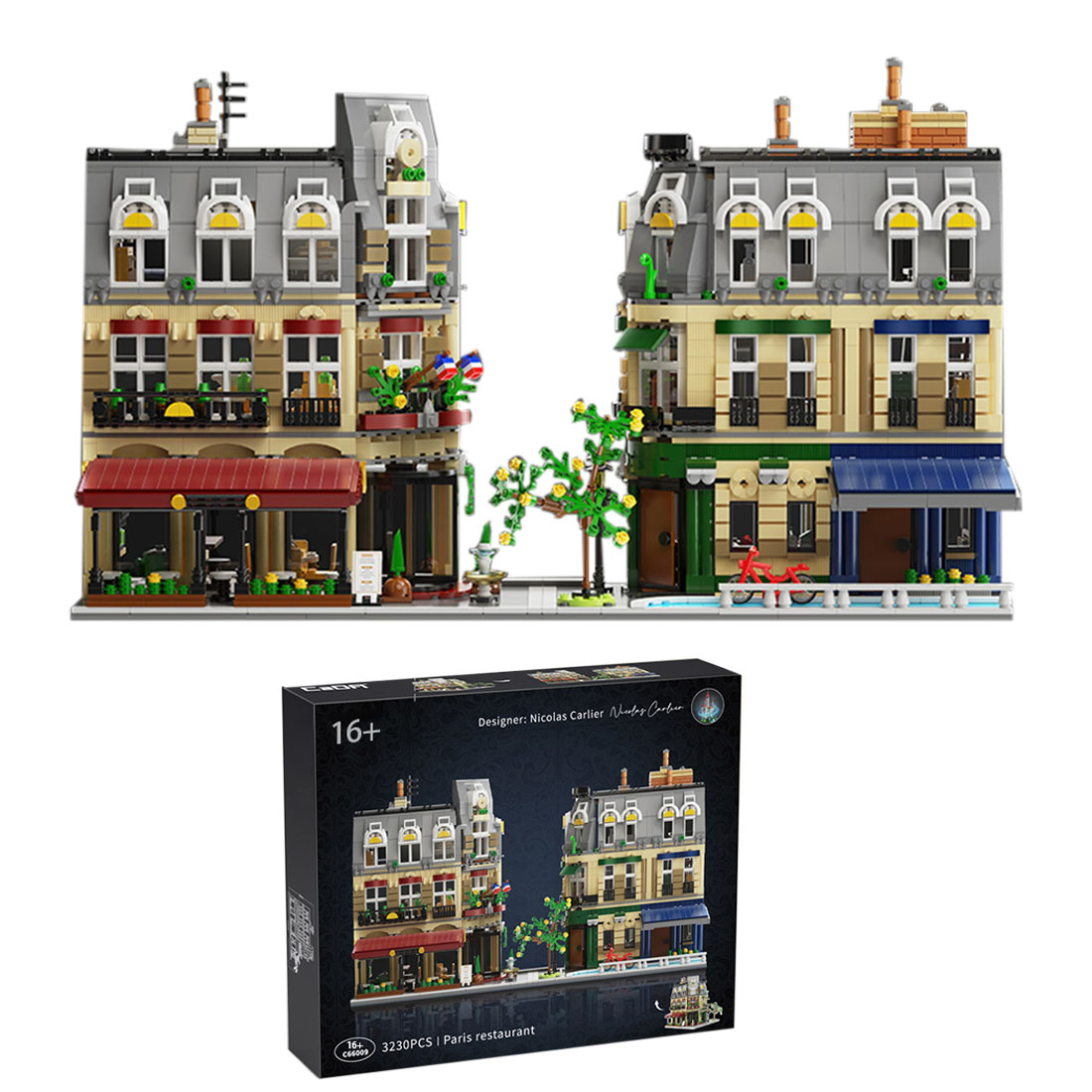 3230PCS Street Scene Series Paris Restaurant Building Blocks Set 