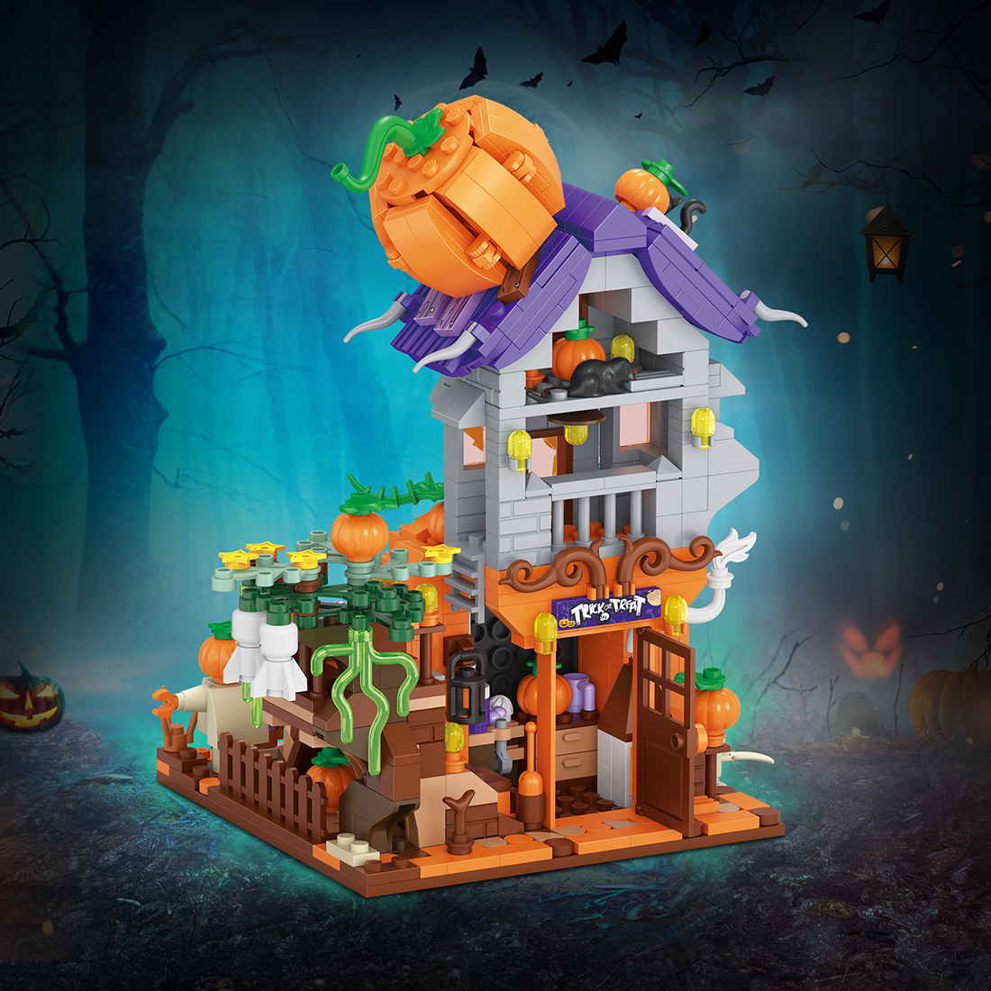 762PCS Halloween Pumpkin House Building Blocks Set  