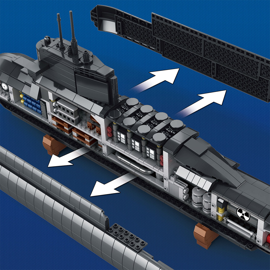  1498PCS Combat Submarine Building Blocks Set 