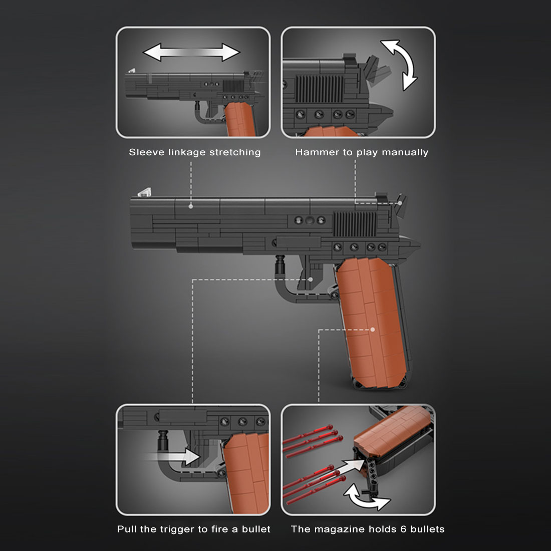  332Pcs M1911 Blaster Building Blocks Set