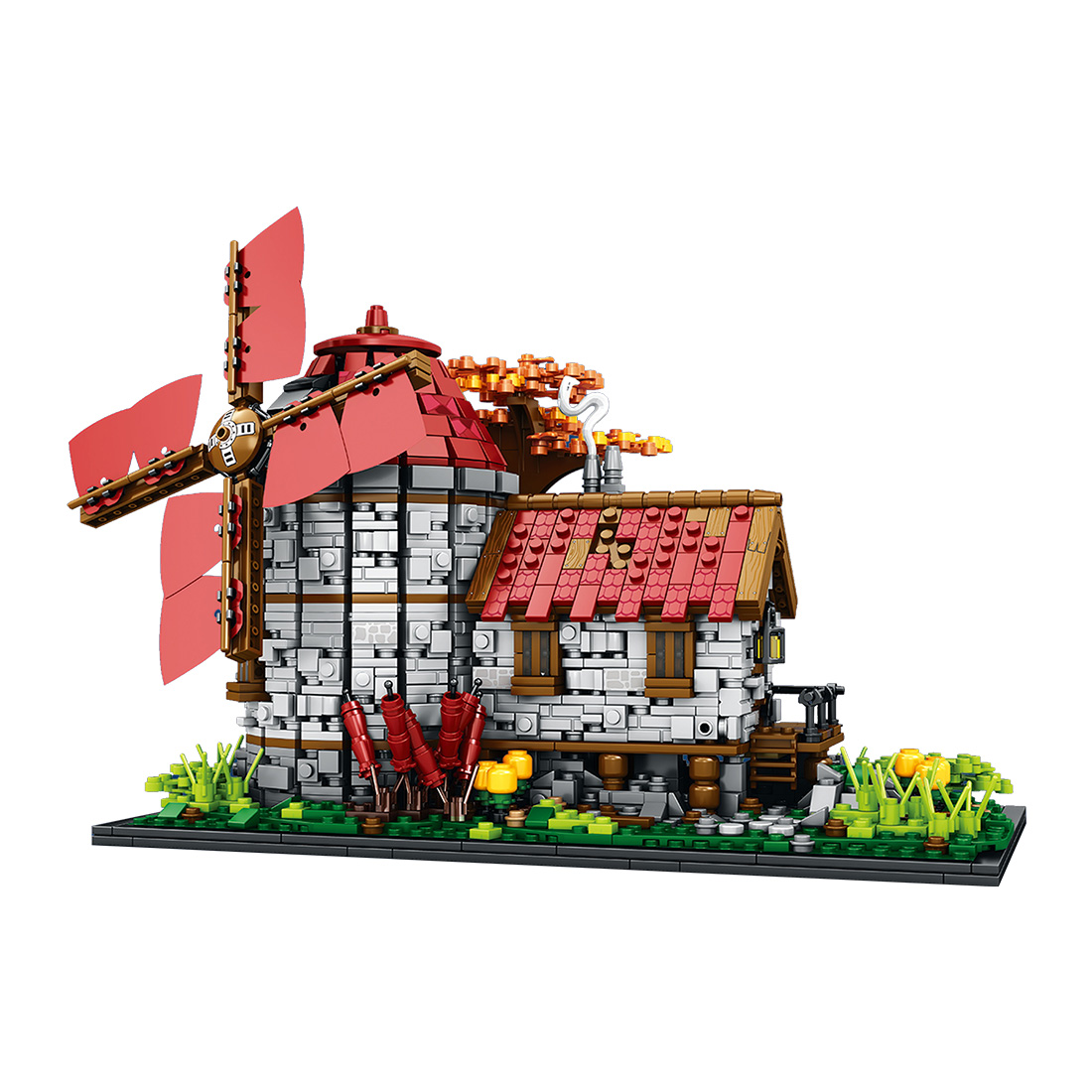 2,296PCS Mocsage Dutch Windmills Medieval Countryside Building Blocks Set 