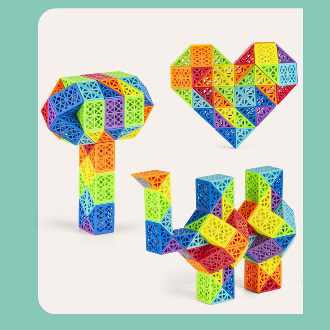 Diansheng Colorful Hollow-72 Sections Variety Magic Snake Cube Puzzle