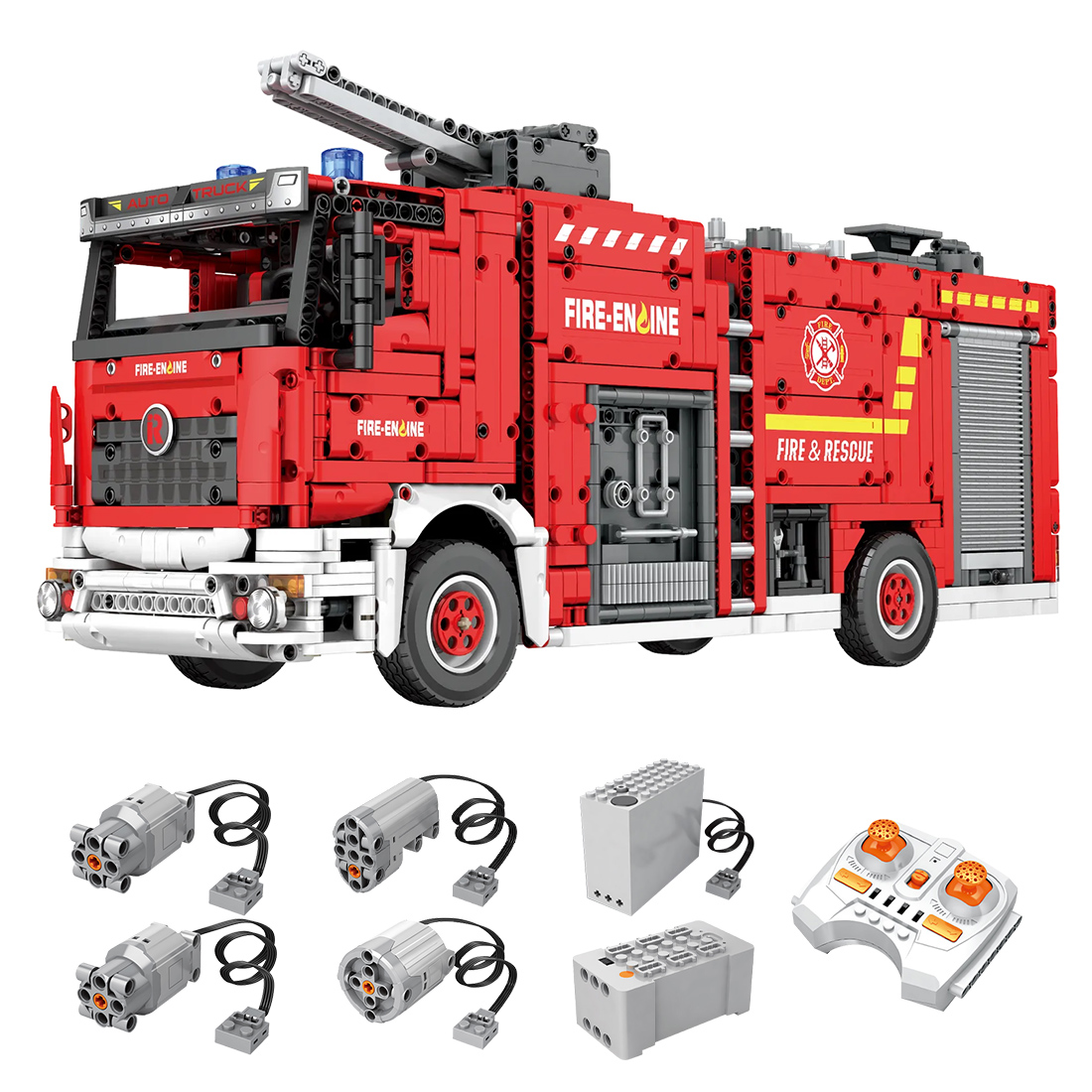888PCS Water Jet Fire Engine Building Blocks Set With LED Light