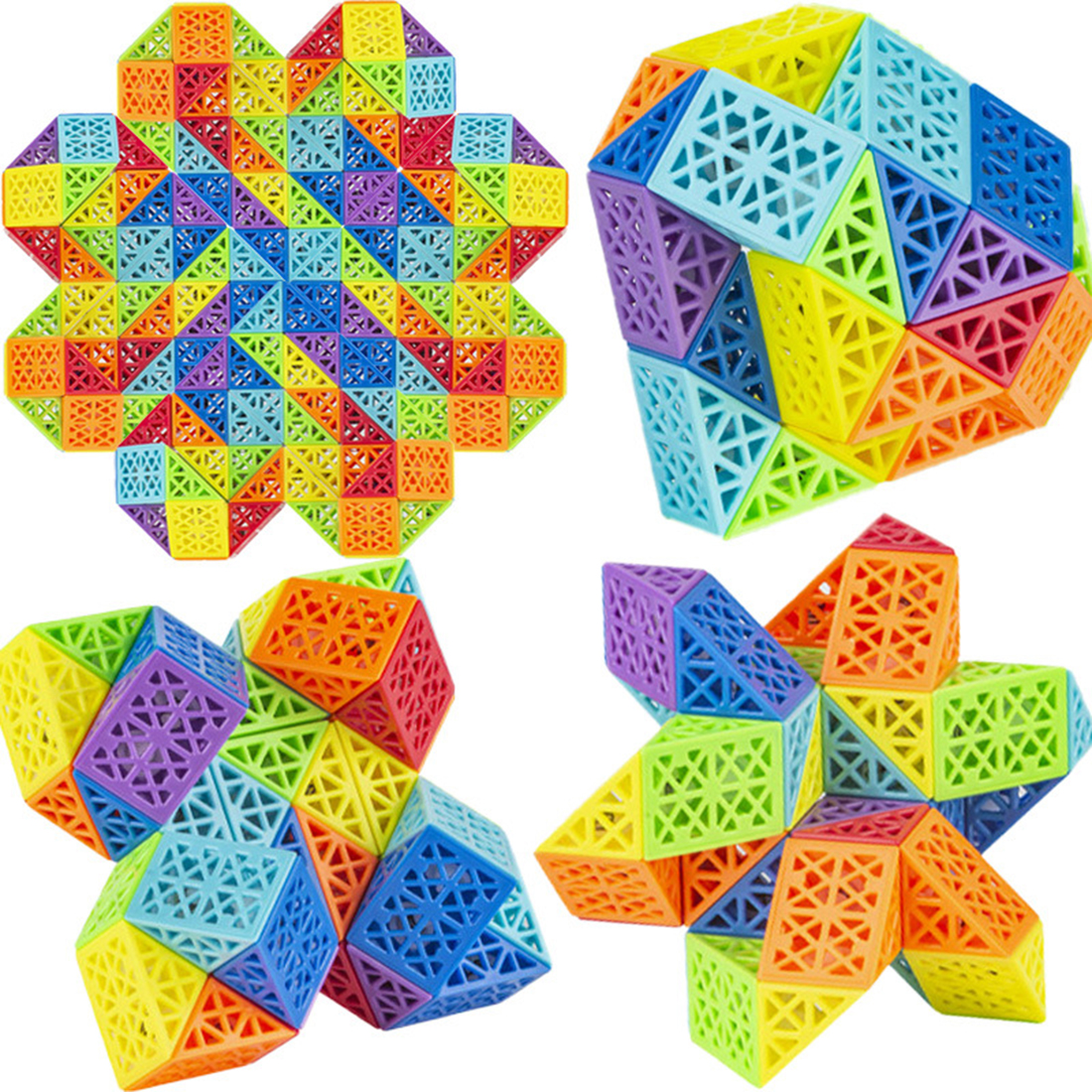 Diansheng Colorful Hollow-72 Sections Variety Magic Snake Cube Puzzle