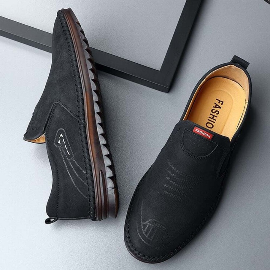 Shobous Men's Casual Fashionable Soft-sole Leather Shoes
