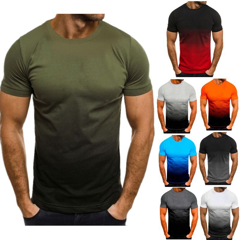 Shobous T-shirt with round neckline and 3D color gradient