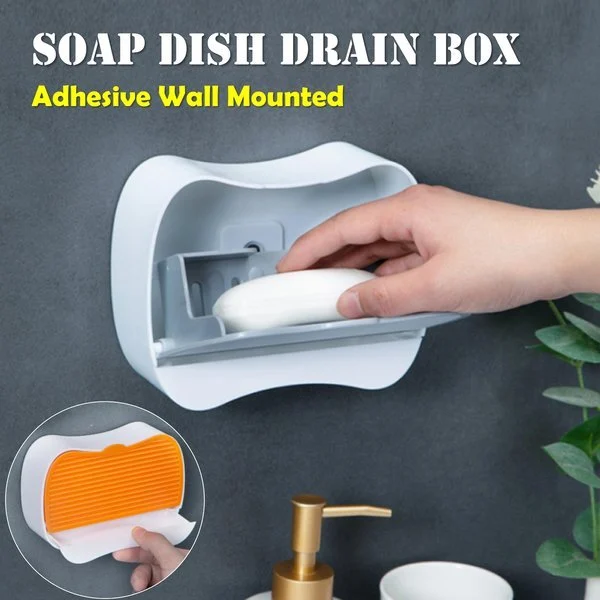 Flygooses Adhesive Wall Mounted Soap Dish Drain Box