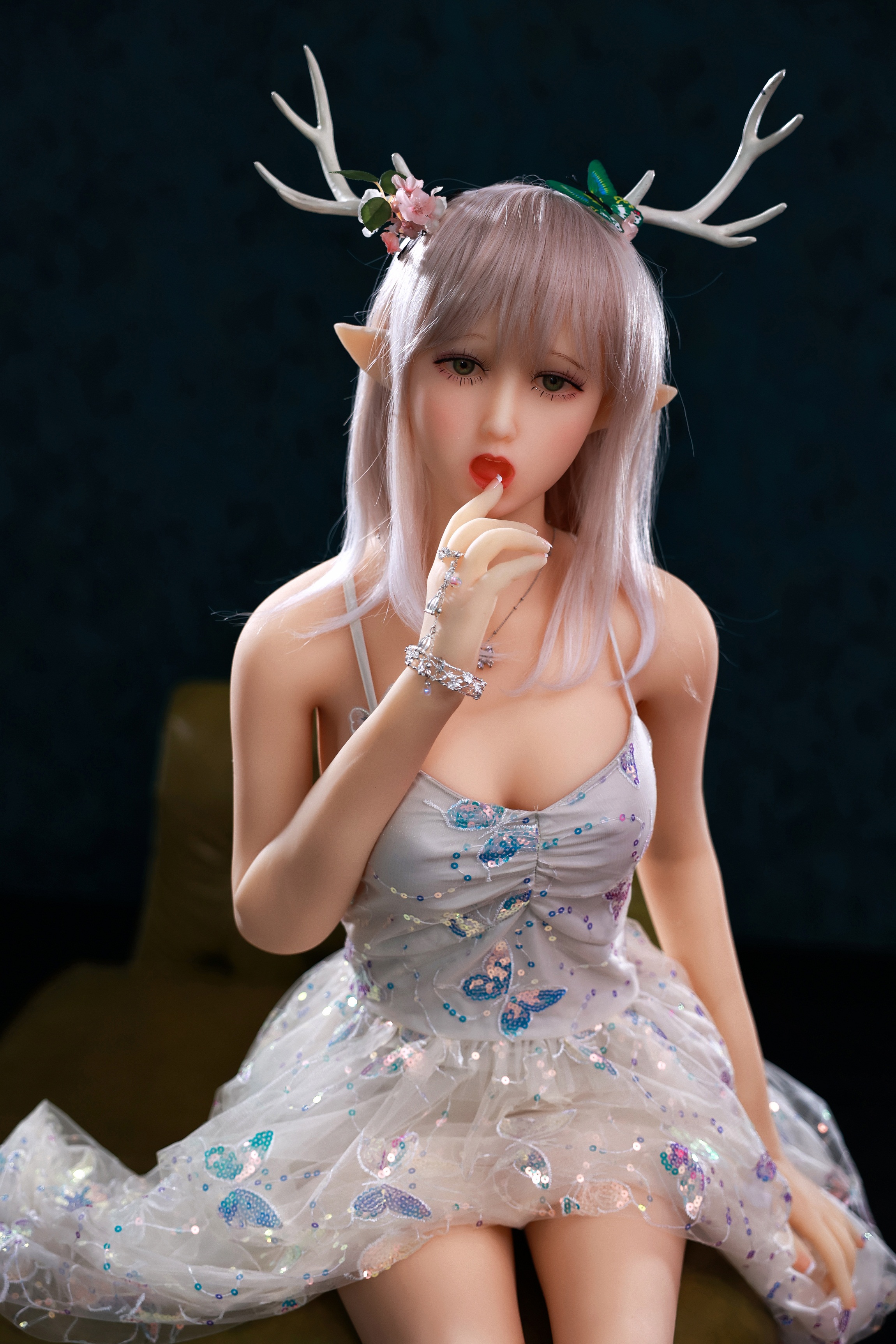 4ft11(150cm) Ultra Elf Sex Doll Small Breast with White Hair - Angela-SexDollBabe