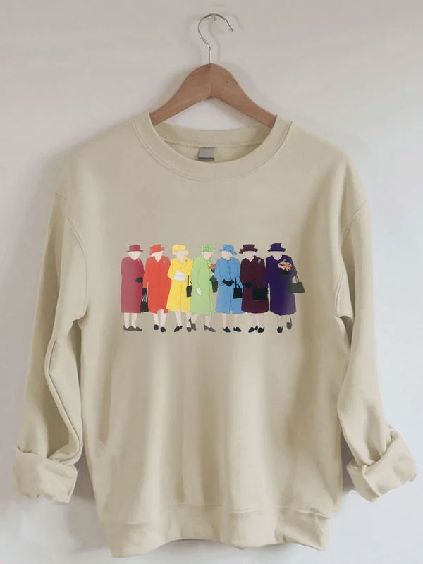 Rainbow Queen Memorial Queen Of England Print Sweatshirt