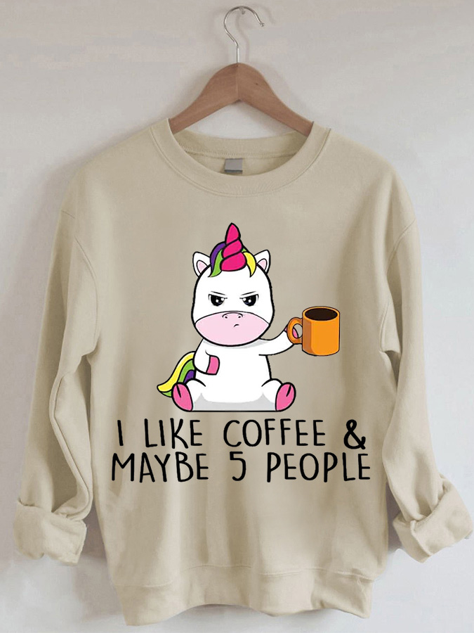 5 People Cute Unicorn -  Casual Round Neck Sweatshirt