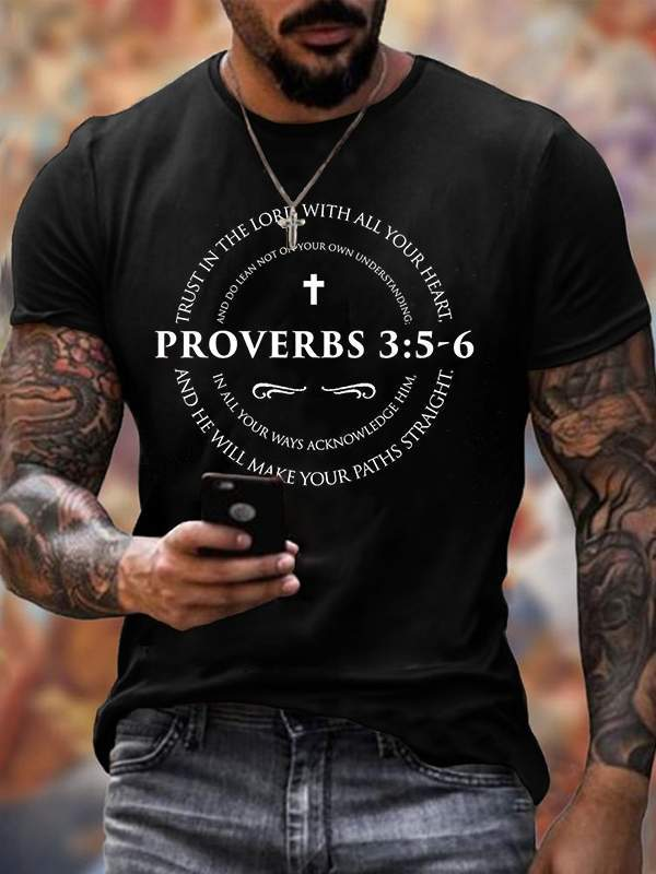 Proverbs 3:5-6 Cotton Crew Neck T-shirt