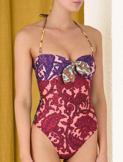 Vintage Ethnic Print One Piece And Cover Up