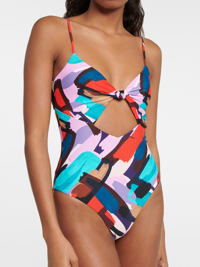 Colorful Graffiti Print One Piece Swimsuit And Cover up