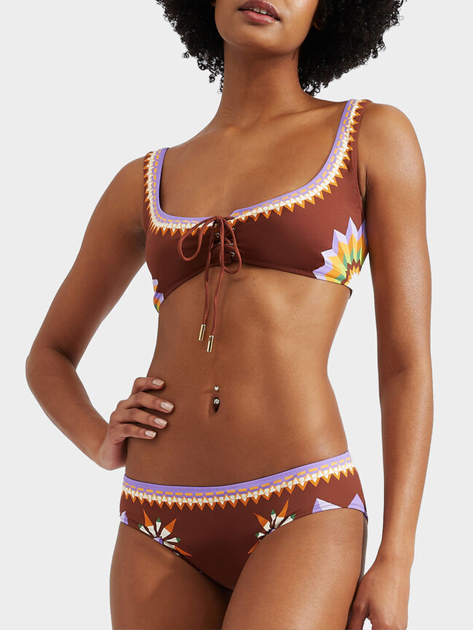 Retro Geometric Colorblock Print Bikini and Cover Up