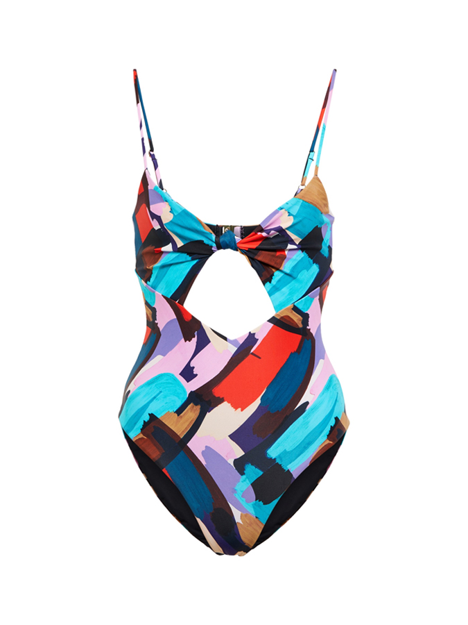 Colorful Graffiti Print One Piece Swimsuit And Cover up