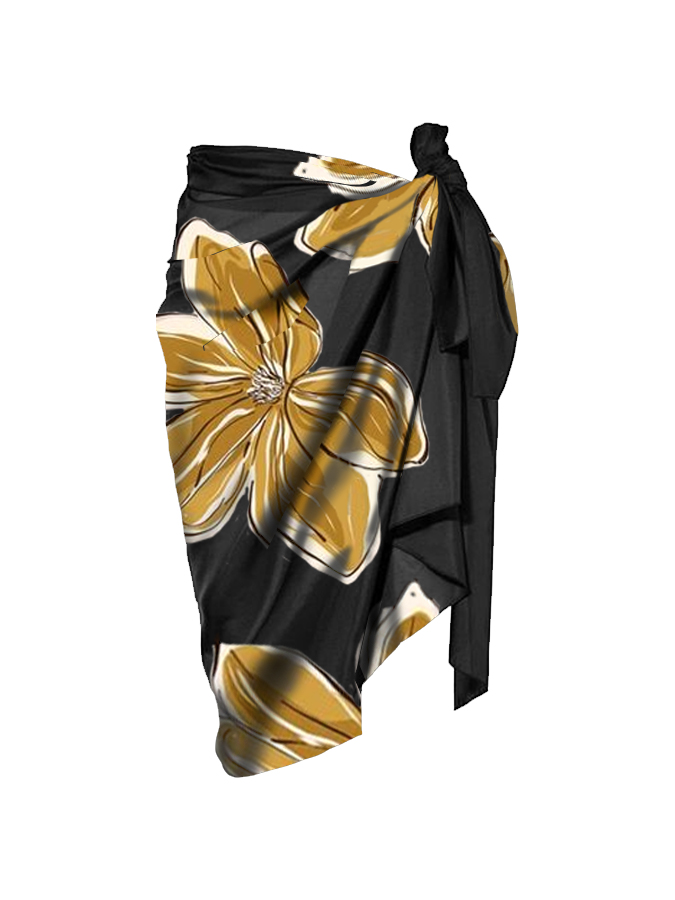 Floral Print One Shoulder One-Piece Swimsuit And Cover Up