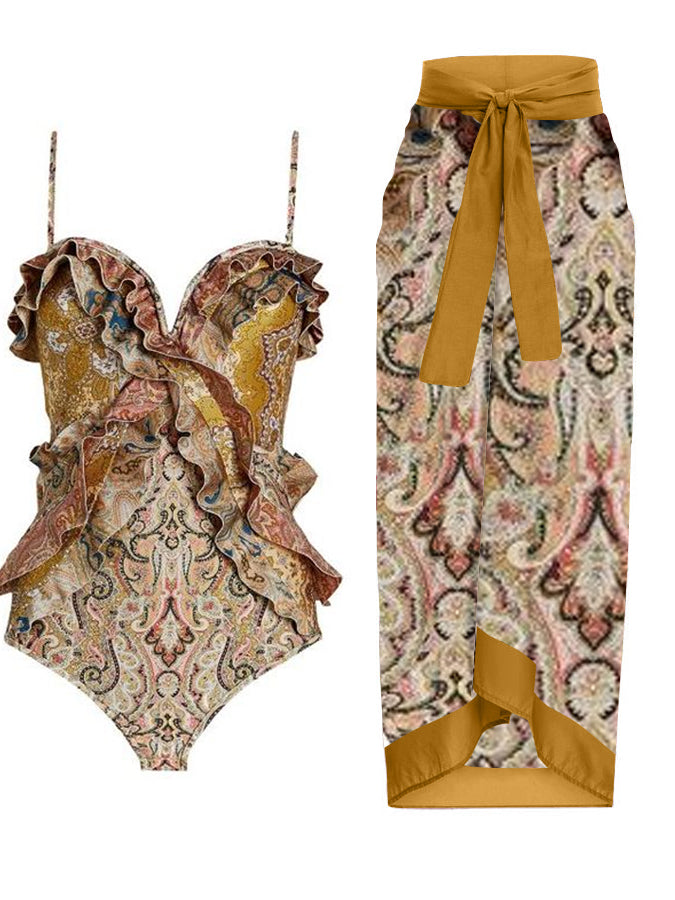 Fungus Print Panel One-Piece Swimsuit
