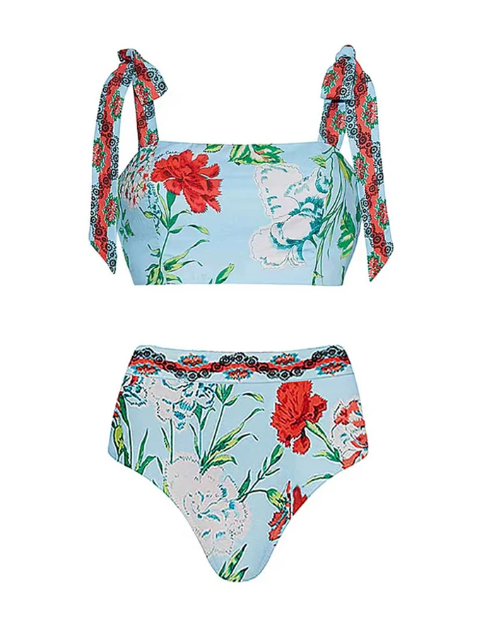 Floral Print One Piece Swimsuit and Cover Up